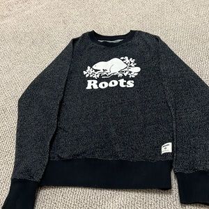 Womens Roots crew neck-original boyfriend size xxs black pepper